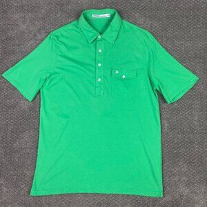 Criquet Players Polo Shirt Mens Medium Green Shamrock Pocket 4 Btn Golf Preppy